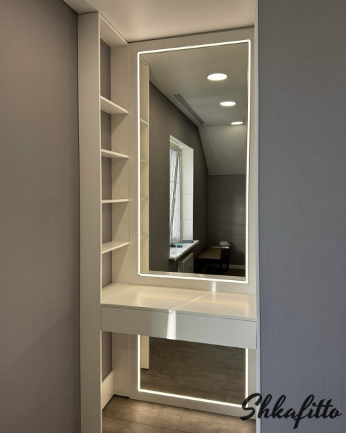 Гардеробная Белый Платинум с туалетным столиком