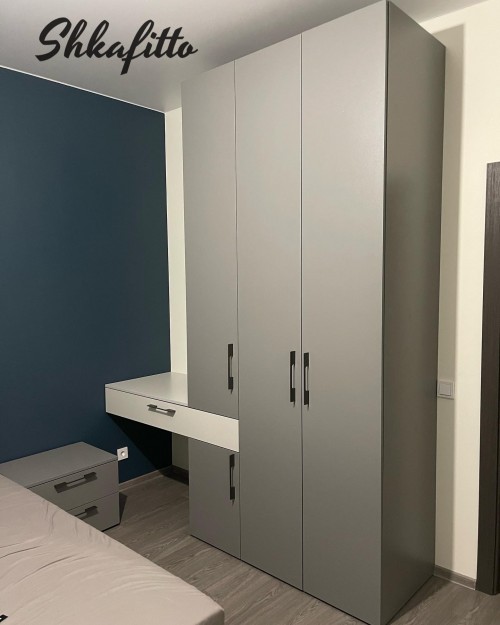 Шкаф в спальню и тумбочки Серый Шифер